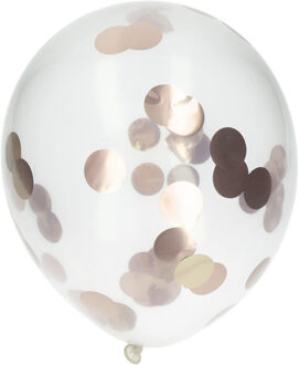Ballonnen Confetti 30 Cm Latex Wit/rosé Goud 4 Stuks