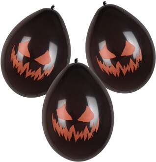 Ballonnen Creepy Pumpkin 25 Cm Latex Zwart/oranje 6 Stuks