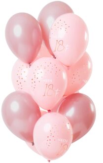 Ballonnen Elegant Lush Blush 18 Jaar 30cm - 12 Stuks Roze