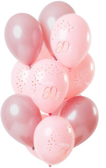 Ballonnen Elegant Lush Blush 60 Jaar 30cm - 12 Stuks Roze