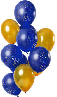 Ballonnen Elegant True Blue 18 Jaar 30cm - 12 Stuks Blauw