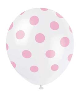Ballonnen Gestippeld Wit/roze 30 Cm 6 Stuks