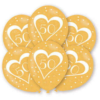 ballonnen Gouden Jubileum 27,5 cm latex goud 6 stuks Multikleur