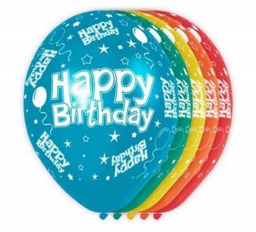 ballonnen Happy Birthday 30 cm latex 5 stuks Multikleur