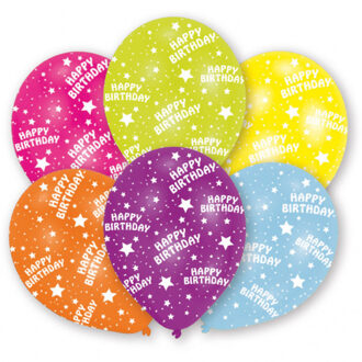 ballonnen Happy Birthday 6 stuks 27,5 cm Multikleur