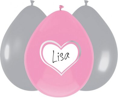 Ballonnen hartje geboorte meisje 6x stuks