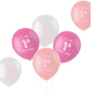 Ballonnen It's My 1st Birthday! 33 Cm Latex Roze 6 Stuks