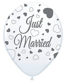 Ballonnen just married - 8x - wit - 30 cm - bruiloft/huwelijk