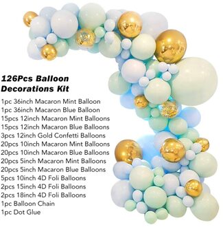Ballonnen Kit Macaron Latex Pastel Ballon Garland Arch Kit Baby Shower Birthday Party Bruiloft Decoratie 100/123/126/174 Stks/set 126stk balloons kit