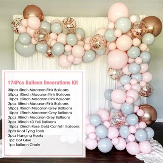Ballonnen Kit Macaron Latex Pastel Ballon Garland Arch Kit Baby Shower Birthday Party Bruiloft Decoratie 100/123/126/174 Stks/set 174stk balloons kit