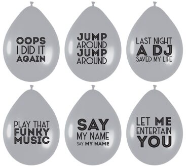 Ballonnen met muziek quetes - 24x stuks - karaoke/ muziek thema versiering Zilver