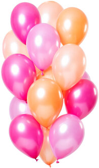 Ballonnen Metallic 30 Cm Latex Oranje/roze 15 Stuks