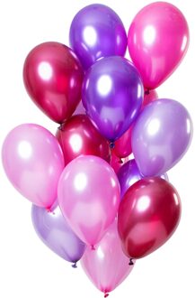 Ballonnen Metallic 30 Cm Latex Roze/rood/paars 15 Stuks