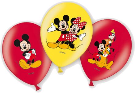ballonnen Mickey Mouse 27,5 cm rood/geel 6 stuks
