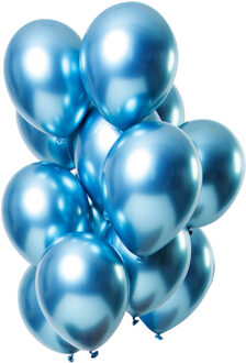 Ballonnen Mirror Effect 33 Cm Latex Blauw 12 Stuks