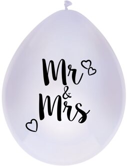 Ballonnen Mr & Mrs 30cm 6 Stuks Wit