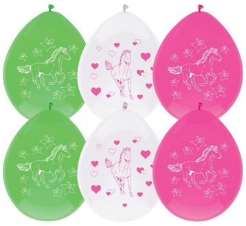 Ballonnen paarden thema - 6x - 30 cm - paard/pony versiering - kinderfeestje/kinderpartijtje