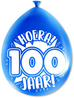 ballonnen Party 100 jaar 18,5 x 11 cm latex 8 stuks Multikleur