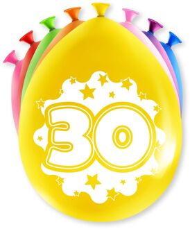 ballonnen Party 30 jaar 18,5 x 11 cm latex 8 stuks Multikleur