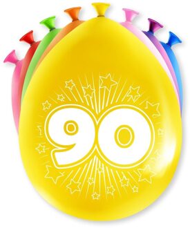 Ballonnen Party 90 Jaar 18,5 X 11 Cm Latex 8 Stuks Multikleur