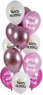 Ballonnen Party Queen Birthday (12st) Roze