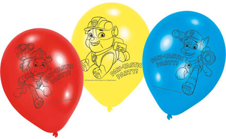 ballonnen Paw Patrol 23 cm geel/blauw/oranje 6 stuks