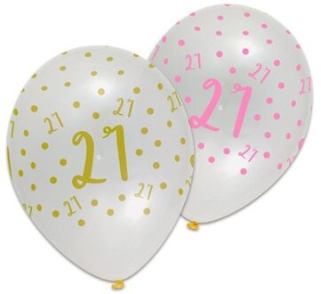 Ballonnen pink chic '21' (Ø30cm, 6st)