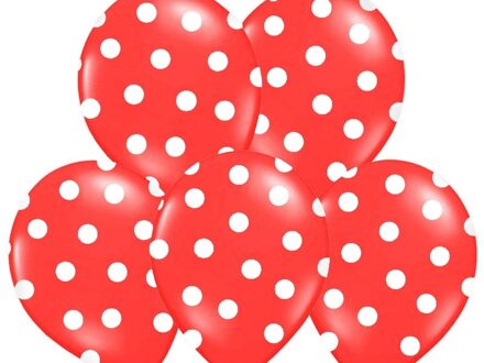Ballonnen Rood Dots Wit 6 Stuks
