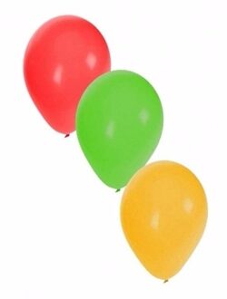 Ballonnen rood/geel/groen 15x stuks - Ballonnen Multikleur