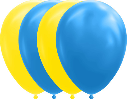 Ballonnen Set Blauw/Geel (10st) Geel - Beige - Creme, Blauw