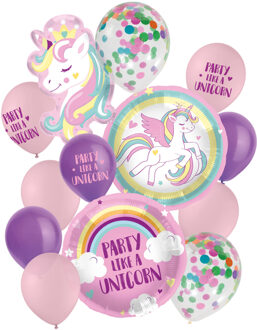 Ballonnen Set Eenhoorn Party Like A Unicorn Multikleur - Print
