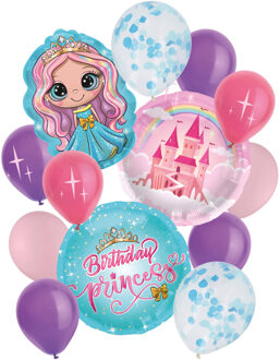 Ballonnen Set Prinses Birthday Princess (14-delig) Multikleur - Print