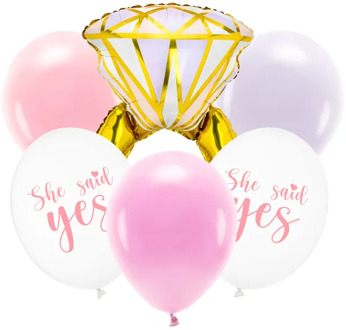 Ballonnen Set Ring She Said Yes (6st) Multikleur - Print