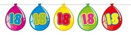 Ballonnen slinger 18 jaar - 3x stuks - gekleurd - 10 meter - 18e verjaardag - leeftijd versiering