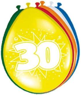 Ballonnen ster 30 cm: 30 jaar 8 stuks Multikleur