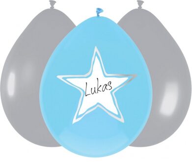Ballonnen ster geboorte jongen 6x stuks Multi