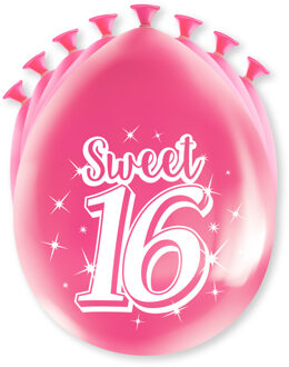 ballonnen Sweet 16 latex 18,5 cm roze 8-delig