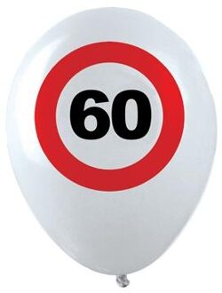 Ballonnen verkeersbord 60 (12 st) Wit - Transparant