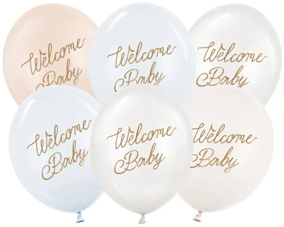 Ballonnen Welcome Baby Blauw Mix Professional (6st) Multikleur - Print