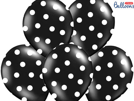 Ballonnen Zwart Dots Wit 6 Stuks Roze