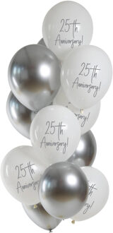 Ballonnenmix 25th Anniversary Zilver 12st (33cm) Multikleur - Print