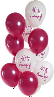 Ballonnenmix 40th Anniversary Ruby 12st (33cm) Rood - Zalm