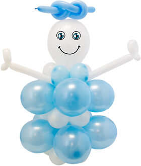 ballonnenset geboorte jongen 95 cm latex blauw/wit