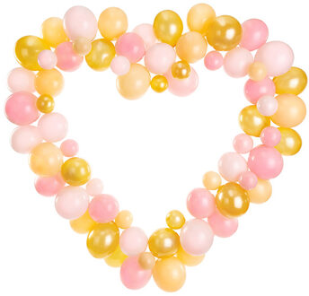 Ballonslinger Met Hart Frame Peach Pink Roze, Multikleur - Print