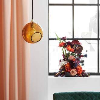 Ballroom hanglamp, amberkleurig amber, goud, zwart