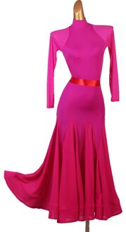 Ballroom Jurk Standaard Ballroom Amerikaanse Smooth Jurk Wals Jurk Tango Jurk Ballroom Jurken Roze Ballroom Gown Mq232