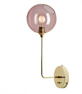 Ballroom Long wandlamp, roze, glas, handgeblazen roze, goud