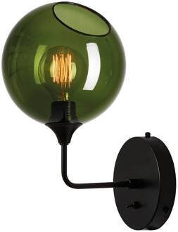 Ballroom Short wandlamp, groen, glas, handgeblazen groen, zwart