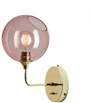 Ballroom Short wandlamp, roze, glas, mondgeblazen roze, goud