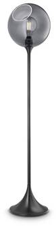 Ballroom vloerlamp, rookgrijs, glas, handgeblazen, dimbaar rookgrijs, zwart